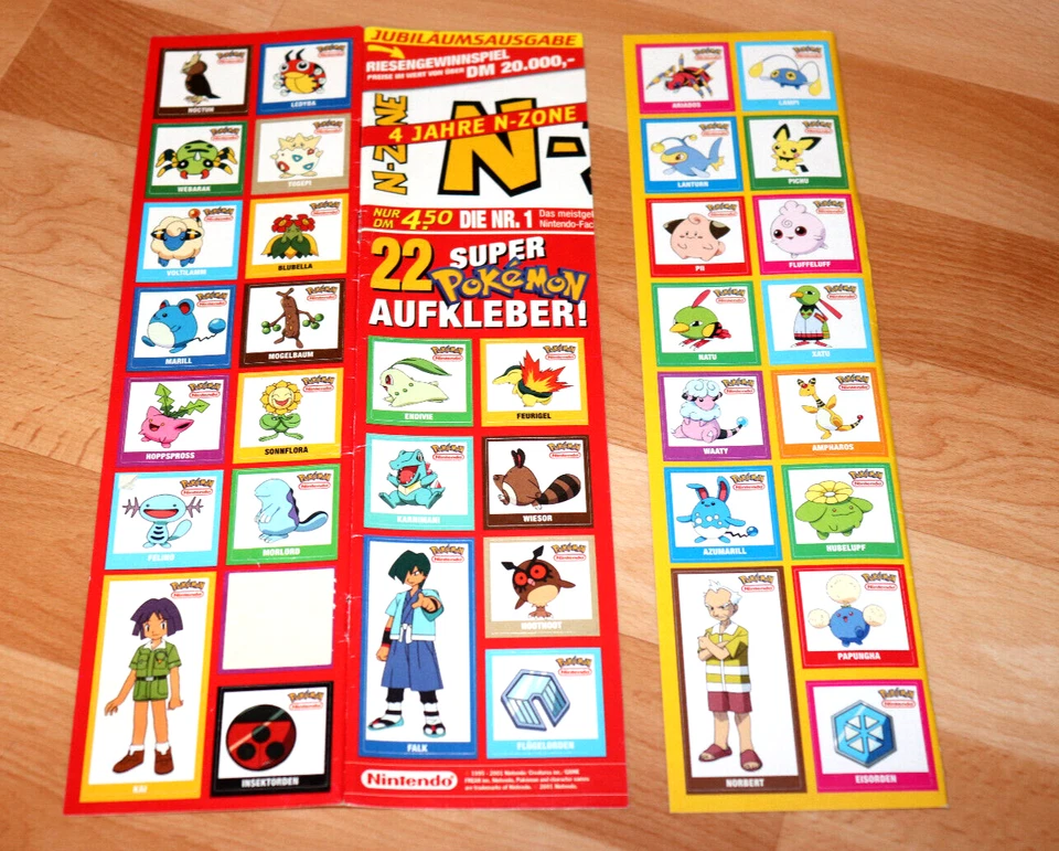 2001 Nintendo Super Pokemon Characters & Names Vintage Stickers / Aufkleber Set. - Bild 1 von 4