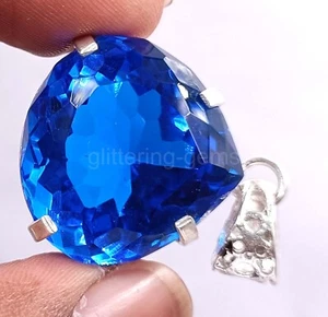 Natural Blue Sapphire 57.65 Ct IGL Pear Cut 925 Solid Pendant Gemstone 5AIT - Picture 1 of 8