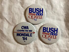 Vintage 1992 Political Election Buttons Bush Quayle ?92, Mondale ?84