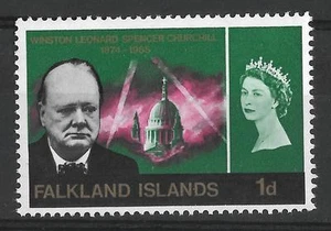 FALKLAND ILDS, 1966 QE11 CHURCHILL, 1d SG 224 montado sin montar o nunca montado único - Imagen 1 de 1