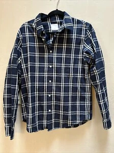 Sandro Paris Mens Cotton Plaid Long Sleeve Button Up Blouse Top Blue Size M - Picture 1 of 6