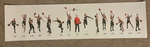 Portland Trailblazers Team Poster 2017-18 Handout 38” Long 9” Tall Cover