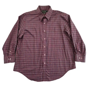 Lauren Ralph Lauren Non Iron Shirt Men's 18 36/37 Red Green Plaid LS BU EUC LN - Picture 1 of 12