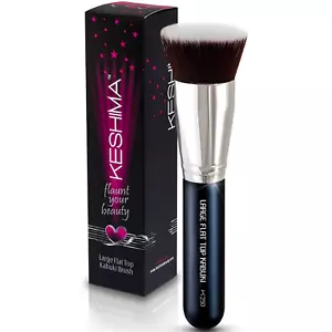 Large Flat Top Kabuki Foundation Brush - Premium Makeup Brush for Liquid, Cream, - Picture 1 of 6