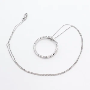 Roberto Coin Tiny Treasures 18K White Gold Diamond Circle Pendant Necklace - Picture 1 of 8
