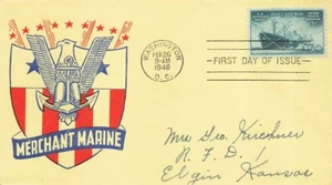 939 3c U.S. MERCHANT MARINE - Poppenger cachet - Yellow - Picture 1 of 1