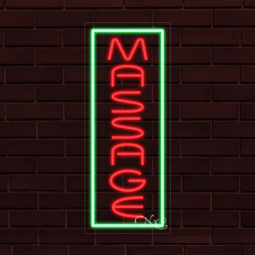 NEW "MASSAGE" w/BORDER VERTICAL 30x12x1 INCH LED FLEX WINDOW INDOOR SIGN 31006 - Image 1 of 1