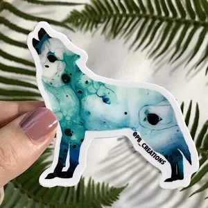 Wolf Dog PNW Mountain Acrylic Pour Vinyl Sticker - Picture 1 of 1