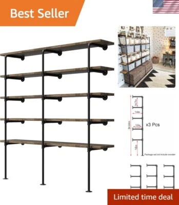 14“Deep,3pcsIndustrial Retro Wall Mount Iron Pipe Shelf,DIY Open Bookshelf,Hu... - Image 1 of 4