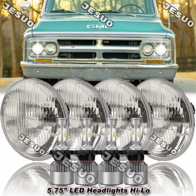 4PCS 5.75" 5-3/4" LED Headlights for GMC C15/C1500 1961-1972 Pickup C2500 Foto 1 de 4