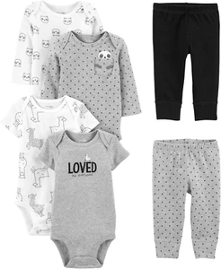 Unisex-Baby 6-Piece Bodysuits (Short and Long Sleeve) and Pants Set - Picture 1 of 12
