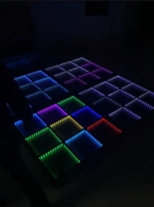 led dance floor infinity mirror 4 Squares - Picture 1 of 3