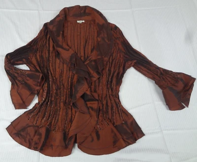 Blusa Agora Mujer Flecos Volantes Talla Pequeña 1XL XL MARRÓN MUJER TOP J489 Foto 1 de 4