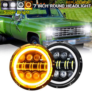 Pair 7" Round LED Headlights Hi/Lo Beam For Chevrolet C10 C20 C30 Pickup Truck