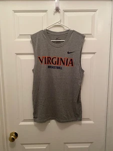 New Virginia Cavaliers Basketball Team Issued Nike Sleeveless Gray T-Shirt Small - Picture 1 of 2