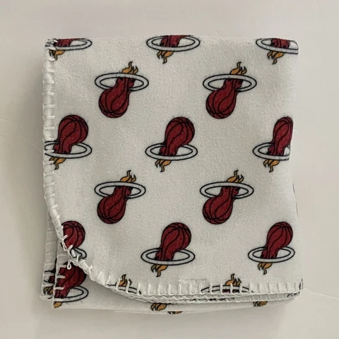 Miami Heat Baby Blanket 36"X 30" Fleece Basketball White All Over Logo NBA Cover