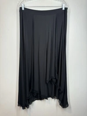 Chico's Witchy Goth Maxi Skirt Soft Girl Ruffled Hi-Lo Hem Black Sz 2 US 12-14 - Image 1 of 4