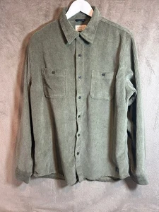 Wetterfestes Vintage Cordhemd salbeigrün L Knopfleiste Freizeit Overshirt - Bild 1 von 10