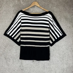 White House Black Market Sweater Womens Small Black Stripe Kimono Sleeve- 3435* - Picture 1 of 8