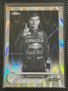 2022 Topps Chrome Formula 1 F1 Max Verstappen Black White Raywave #1 Portrait - Picture 1 of 2