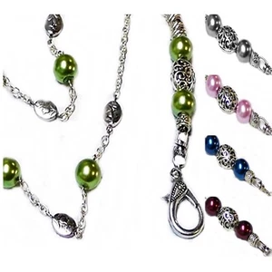 Chain Necklace Lanyard holder, security id badge, keys, pearl drop, color choice - Foto 1 di 2