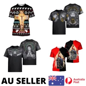Jesus Shirt Religous Mary Crucifix Holy Spirit God Lion Strength - AU Stock - Picture 1 of 17