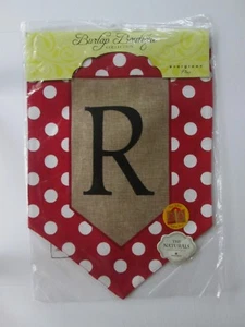 Evergreen BURLAP BOUTIQUE Monogram "R" GARDEN FLAG Double Sided NEW Initial R - Picture 1 of 2