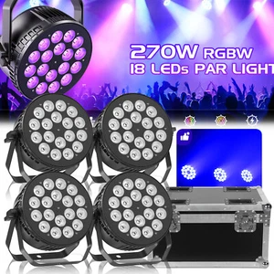 4x 18 * 15W 18 LED RGBW DMX Disco Club Bar Impreza Światło sceniczne Dyskoteka z walizką lotniczą - Zdjęcie 1 z 27
