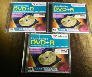3 x Verbatim light scibe DVD+R recordable for direct labeling Blank New - Picture 1 of 3