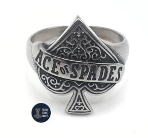 Ace of Spades Ring Stainless Steel Lemmy Motörhead Rock Biker Gambling Jewellery - Picture 1 of 4