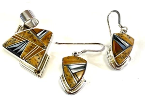 Albert Francisco Navajo Native American Sterling Silver Pendant Earring Set WSEA - Picture 1 of 3