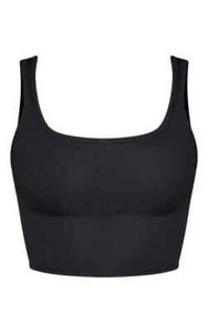 SHAPE BLACK RIBBED SCOOP NECK CROP TOP size 8 - Picture 1 of 8