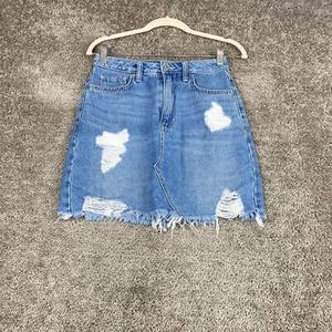 Hollister Denim Mini Skirt Women's Size 3/W26 Blue 5-Pocket Whisker Cotton - Picture 1 of 9