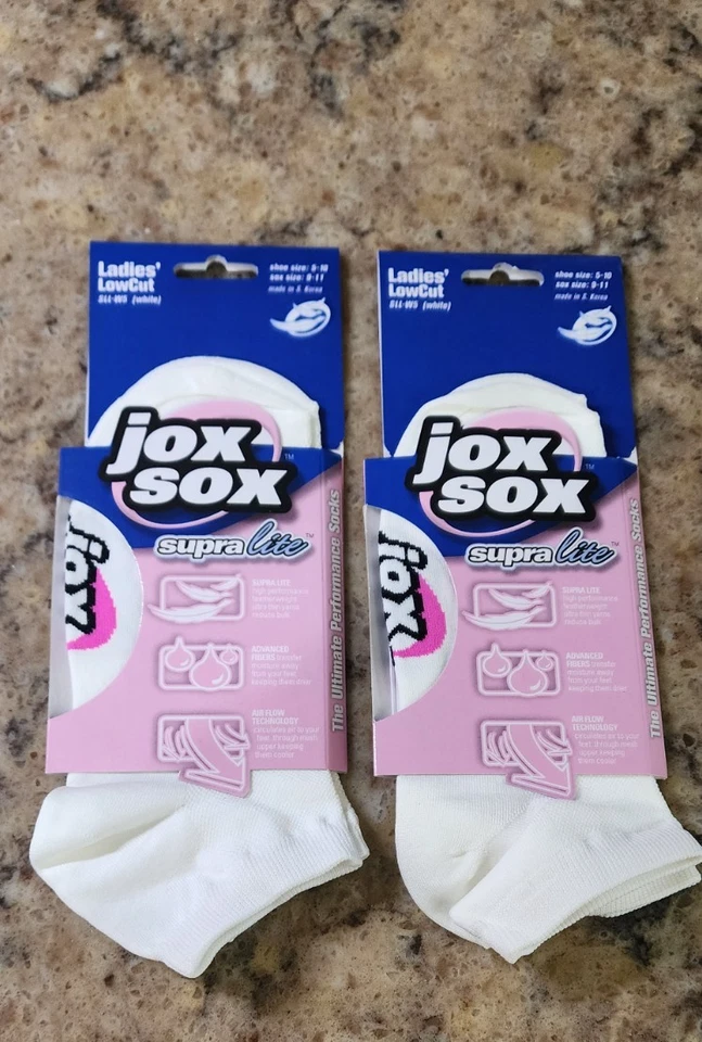 Calcetines para mujer Jox Sox Supra Lite corte bajo blancos talla 9-11 2 pares nuevos Foto 1 de 4