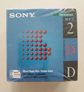 10-Pack SONY 3.5" Micro Floppy Disk/Double Sided 1.44MB 10MFD-2HD IBM Formatted - Bild 1 von 4