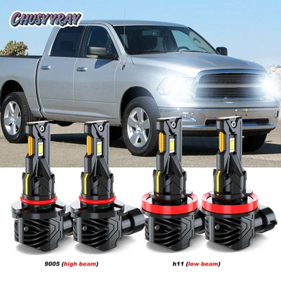 LED Headlight Bulbs High Low For Dodge Ram 1500 2500 3500 4500 5500 2009-2017 - Image 1 of 4