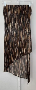Cache Women’s M Strapless Asymmetrical Dress Brown Black Abstract Y2K Made USA - Picture 1 of 8