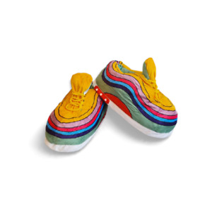 SlippAirs'97s-Yellow “Rainbow” Plush Sneaker Slippers - Adult Size