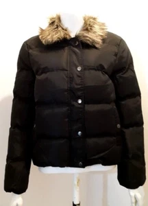 Brave Soul Damen Biel wattierte Jacke mit abnehmbarem Fellbesatz Kragen, schwarz - 14 - Bild 1 von 6