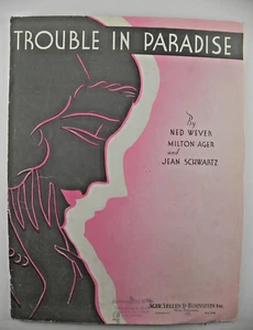 "Trouble In Paradise" 1933 Spartiti Vintage ~ Bella Leff Art! - Foto 1 di 2