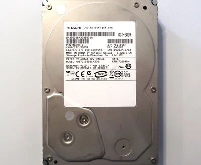 Hitachi HDE721050SLA330 0A39510 BA3285 500gb 3.5" Sata HDD China 0CT-2009 - Image 1 of 4