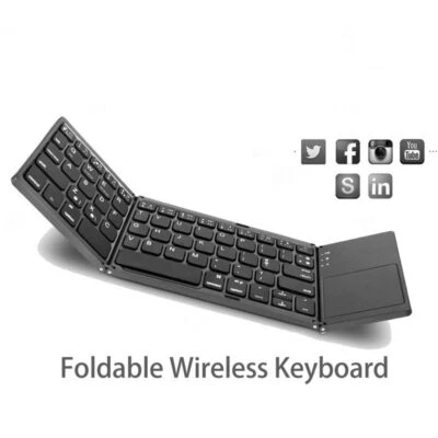 Foldable Wireless Keyboard Slim Touchpad Bluetooth Keyboard for Tablet Laptop - Image 1 of 4