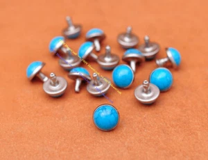 10*11 MM 30X Silver Turquoise Beads Studs Rivets&Tack Conchos For Leathercraft - Picture 1 of 10