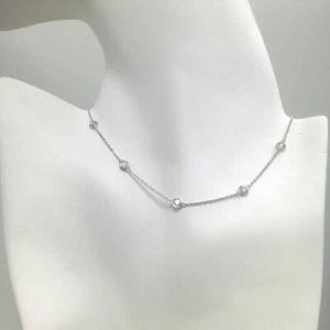 2CT Round Cut Lab-Created Diamond 14k White Gold Finish Tennis Necklace Women's - Picture 1 of 3