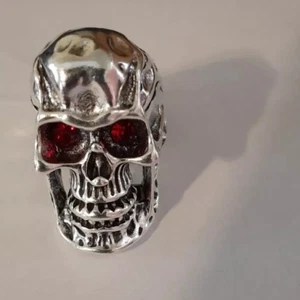 Vintage Retro Skull Head Ring Jewelry, Men's Carving Ghost Head Red Eye Finger - Picture 1 of 3