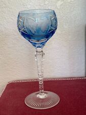  Blue Nachtmann Cut to Clear Crystal Wine Goblet Wine Glass West Germany in Box
