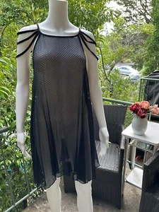 LEONA EDMISTON FROCKS Sheer Black Slip Dress Flapper Art Deco Look Size 2 (10) - Picture 1 of 6