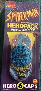 VTG Marvel Spiderman Hero 6 Pack Fat Slammer Pog Caps Toy 90’s Nostalgia - Picture 1 of 2