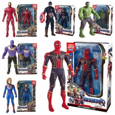 Marvel Avengers Iron-man Spide rman Action Hulk Figures SuperHero Toy With Light