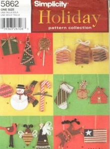 Adornos de árbol de Navidad vintage 2002 costura Pattern Simplicity Crafts - Imagen 1 de 1